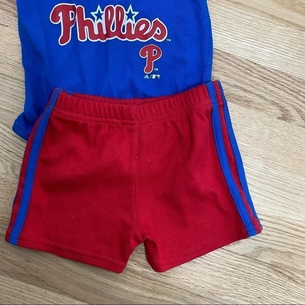 Phillies Shorts Onesie Outfit 0-3 mos Red White
